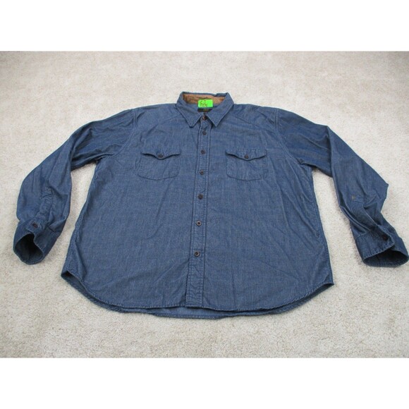 Frye Shirt Adult 2XL XXL Blue Cotton Corduroy Casual Long Sleeve Button Up Mens - Picture 1 of 9